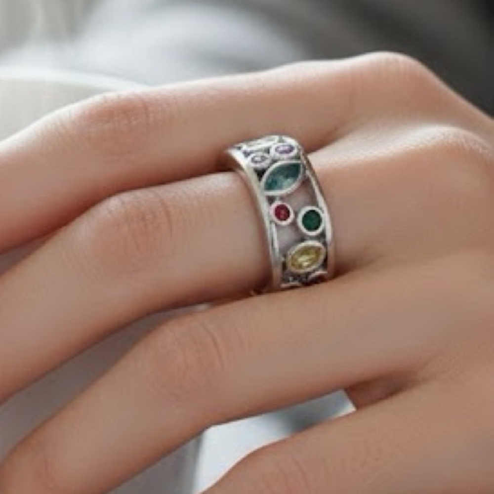Size 6 Brand New!! Multi shape stone eternity band